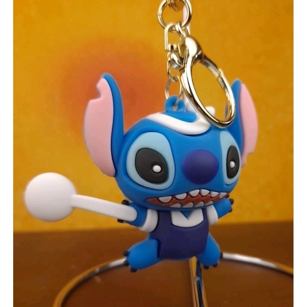 Lilo & Stitch Pickleball Tennis 3D PVC Keychain Keyring Backpack Clip Disney 8"